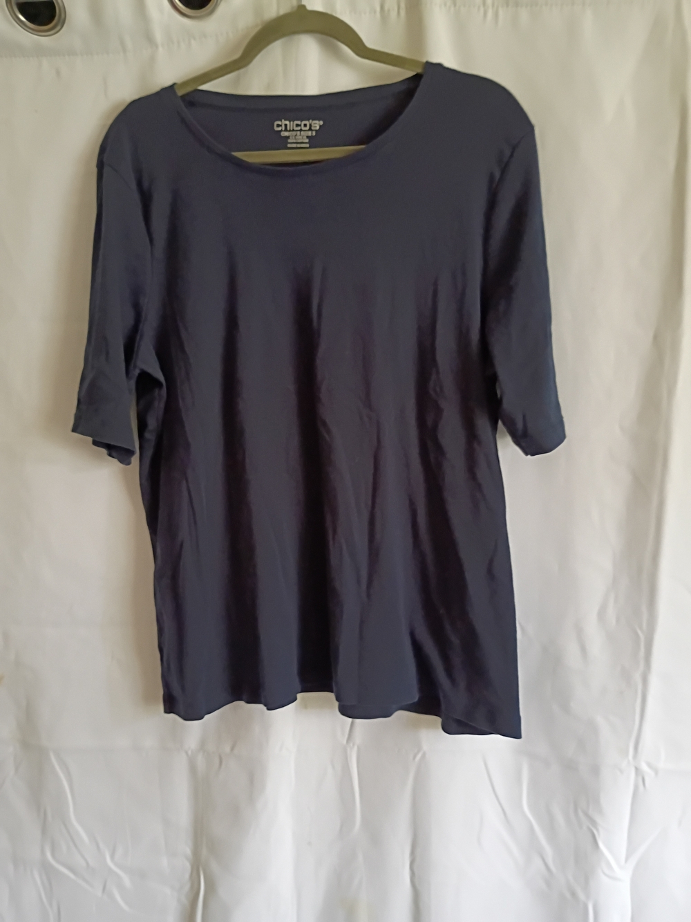 Chico's Navy Short Sleeve Scoop Neck Top Size 3/Xl.